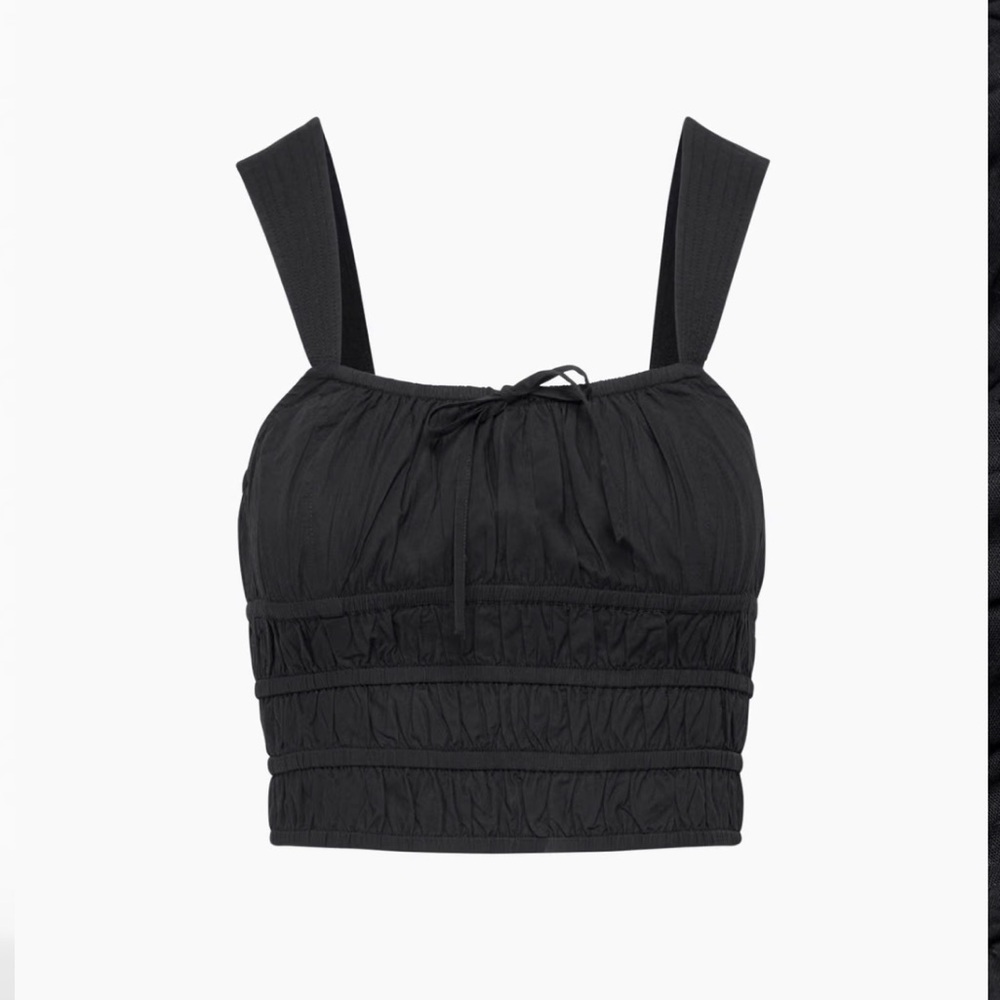 Aritzia Black Ruched Crop Tank Top